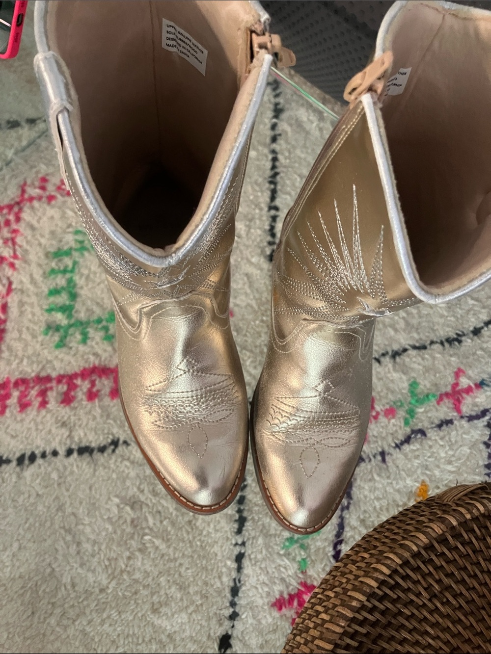 Kids Metallic Gold Western Cowboy Boots - Pull-On Style - Picture 3 of 8